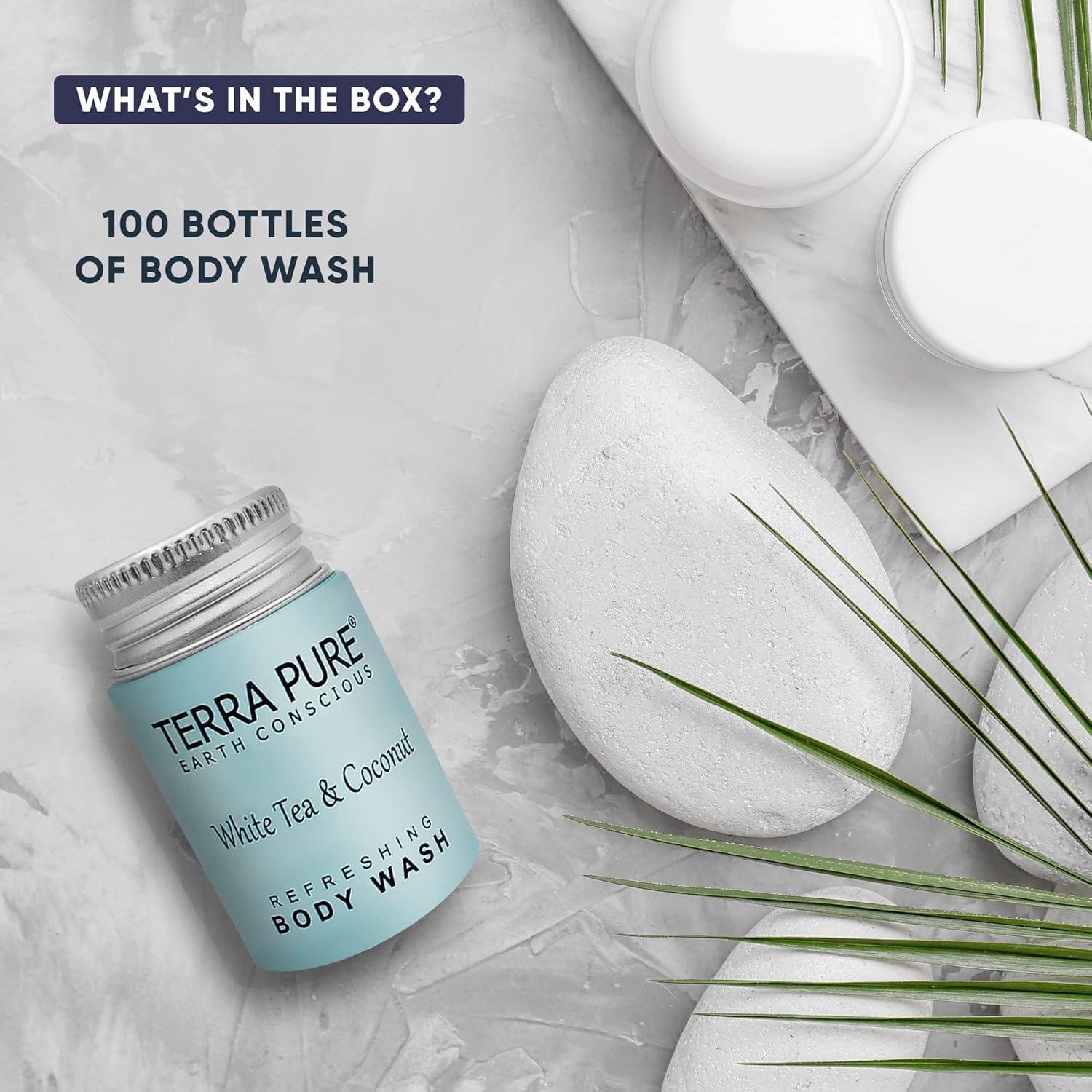 Gel de Ducha Terra Pure Té Blanco y Coco 1 oz - Paquete 100