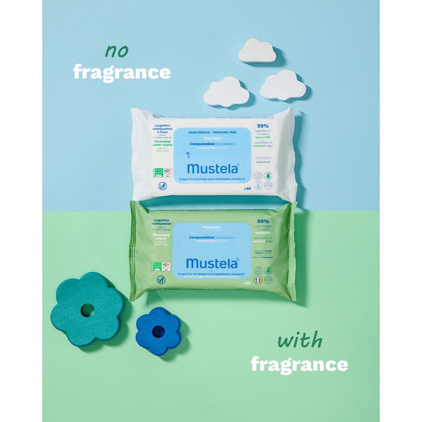 Toallitas Limpiadoras Compostables Mustela Baby 60 Unidades - Sin Fragancia - 99% Ingredientes Naturales