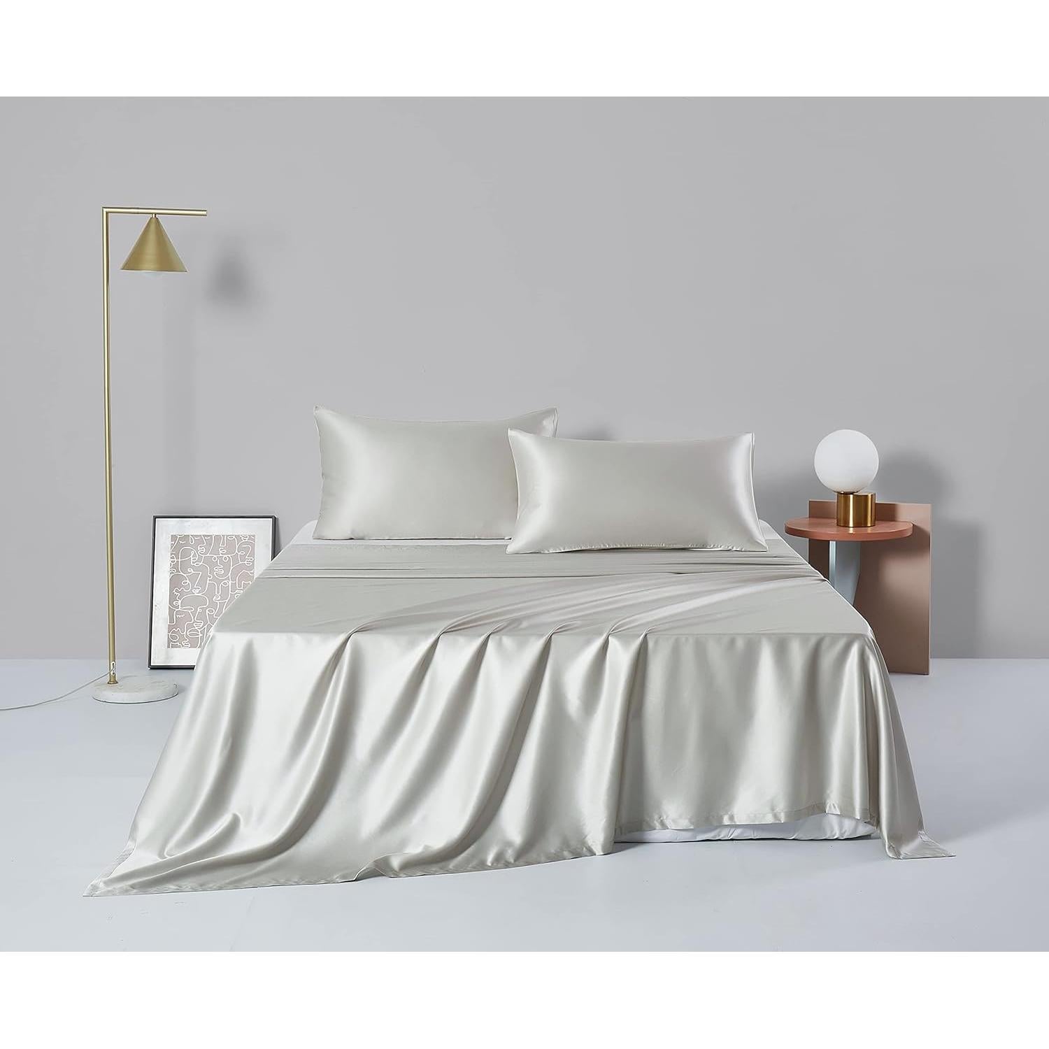 Funda de Almohada de Seda Reina Simple y Opulencia Gris Hierro