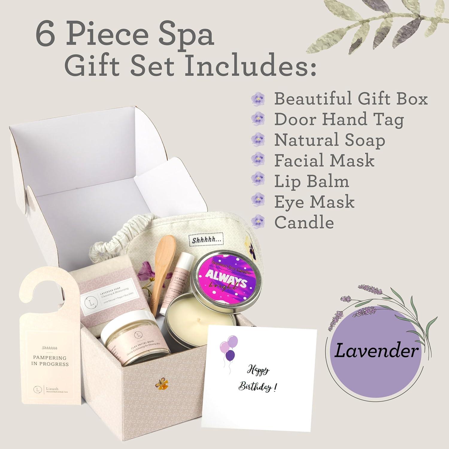 Kit de Spa de Lavanda Lizush 6 Piezas - Regalo de Cumpleaños