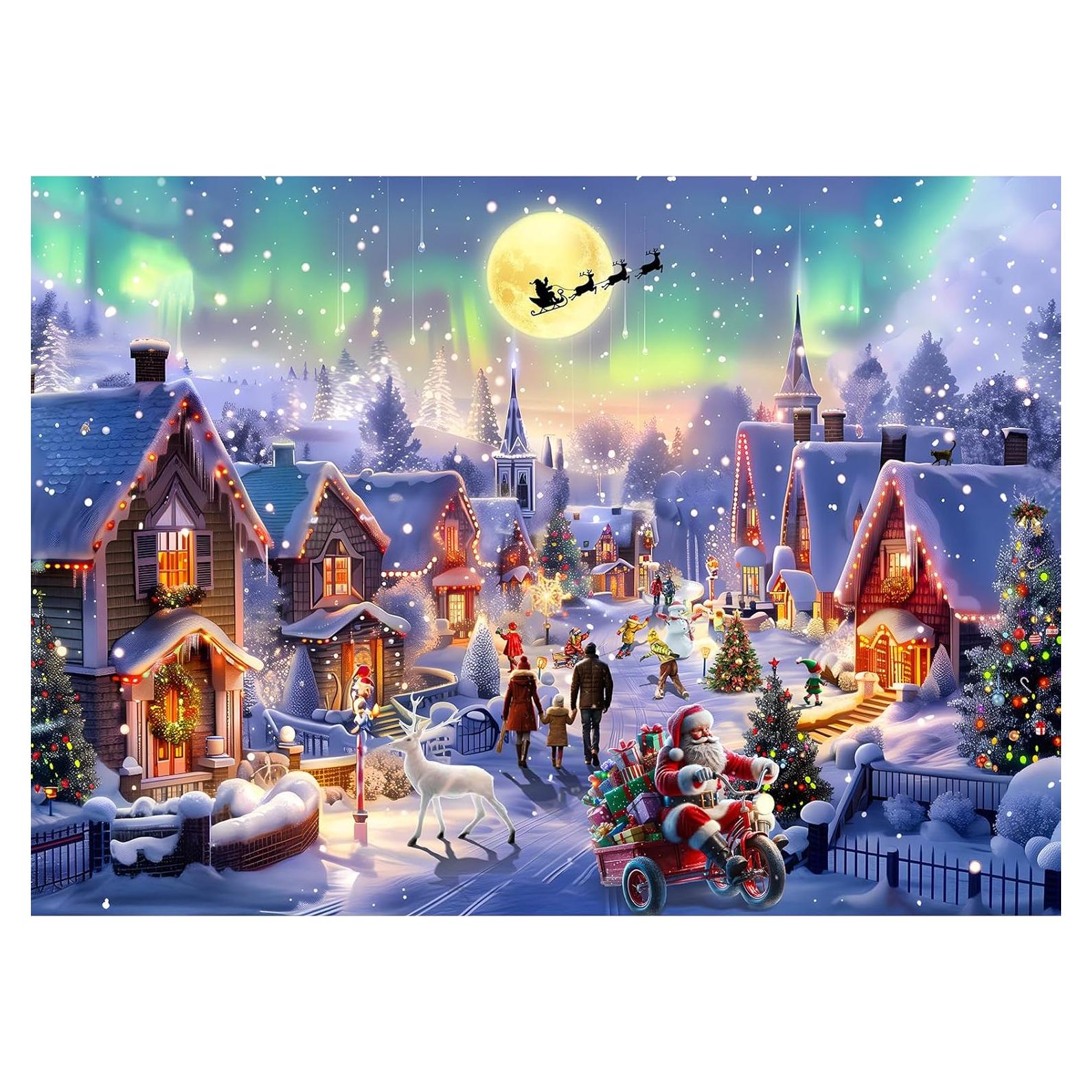 Rompecabezas 1000 piezas TangMosaic Auroras Boreales Navidad