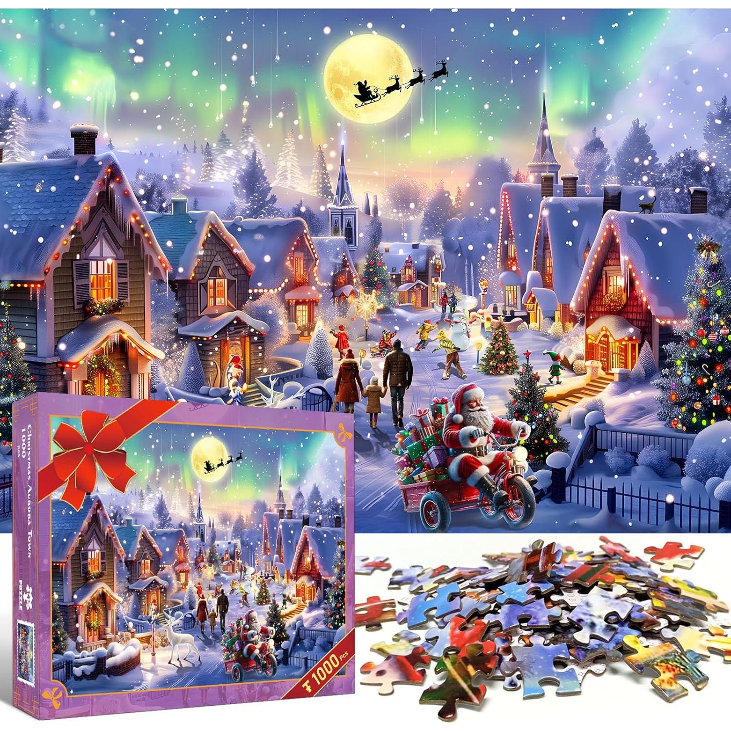 Rompecabezas 1000 piezas TangMosaic Auroras Boreales Navidad