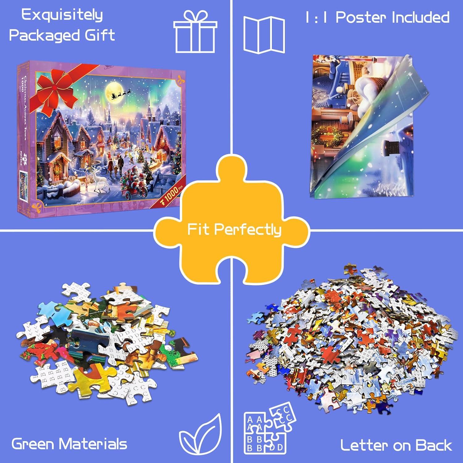 Rompecabezas 1000 piezas TangMosaic Auroras Boreales Navidad