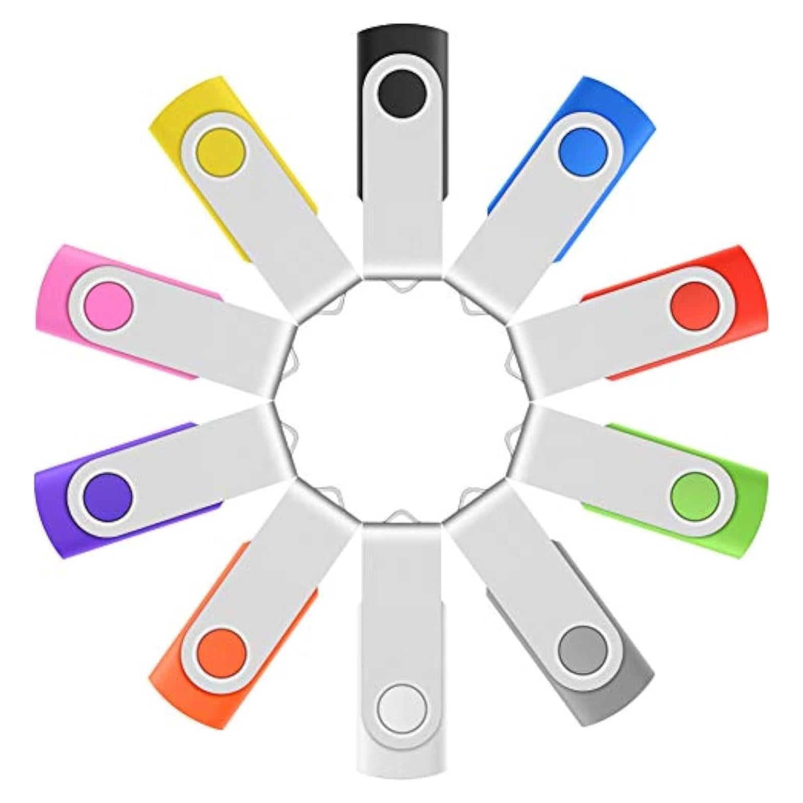 Pendrives USB 2.0 Enfain 10 Unidades 128MB Multicolor Giratorio