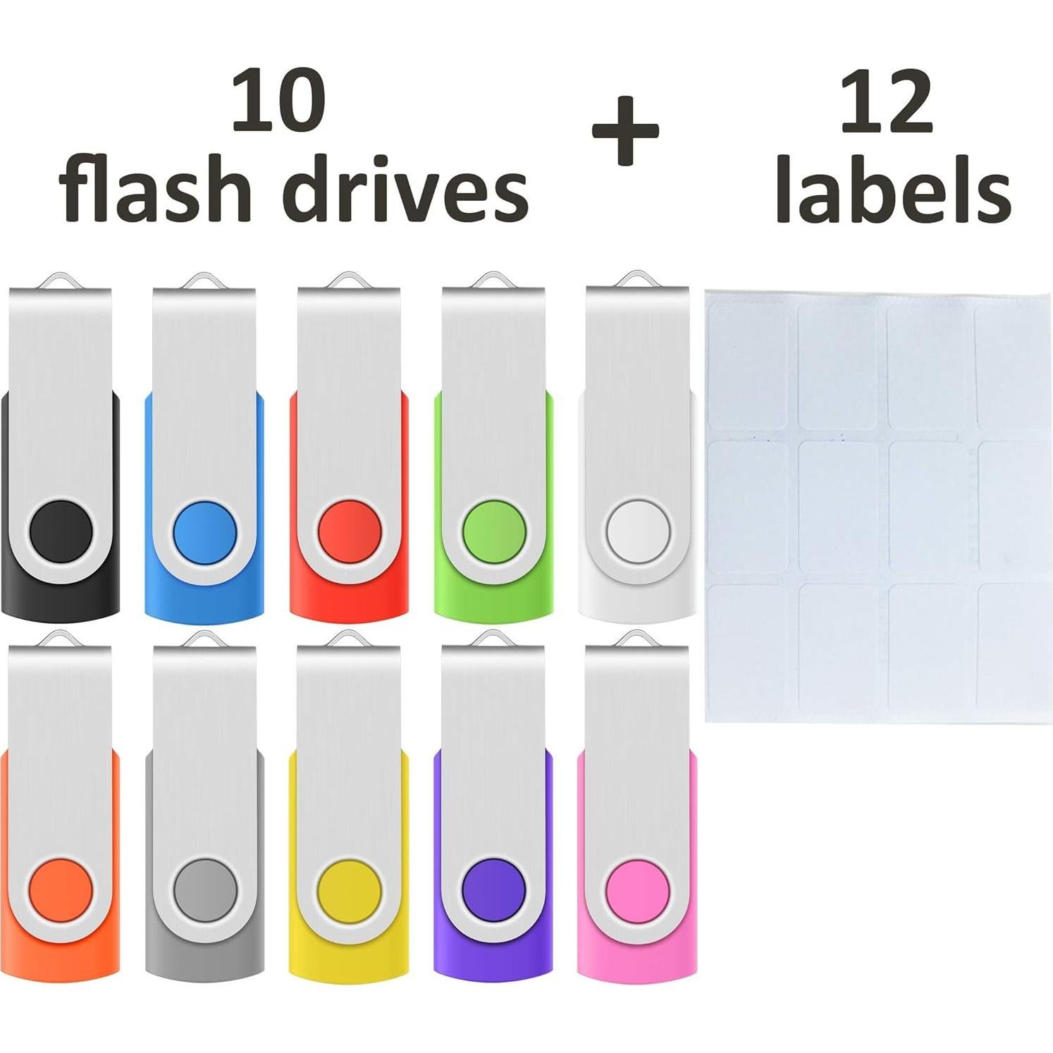 Pendrives USB 2.0 Enfain 10 Unidades 128MB Multicolor Giratorio