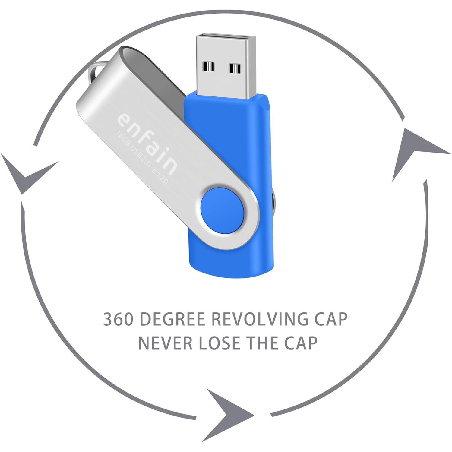 Pendrives USB 2.0 Enfain 10 Unidades 128MB Multicolor Giratorio