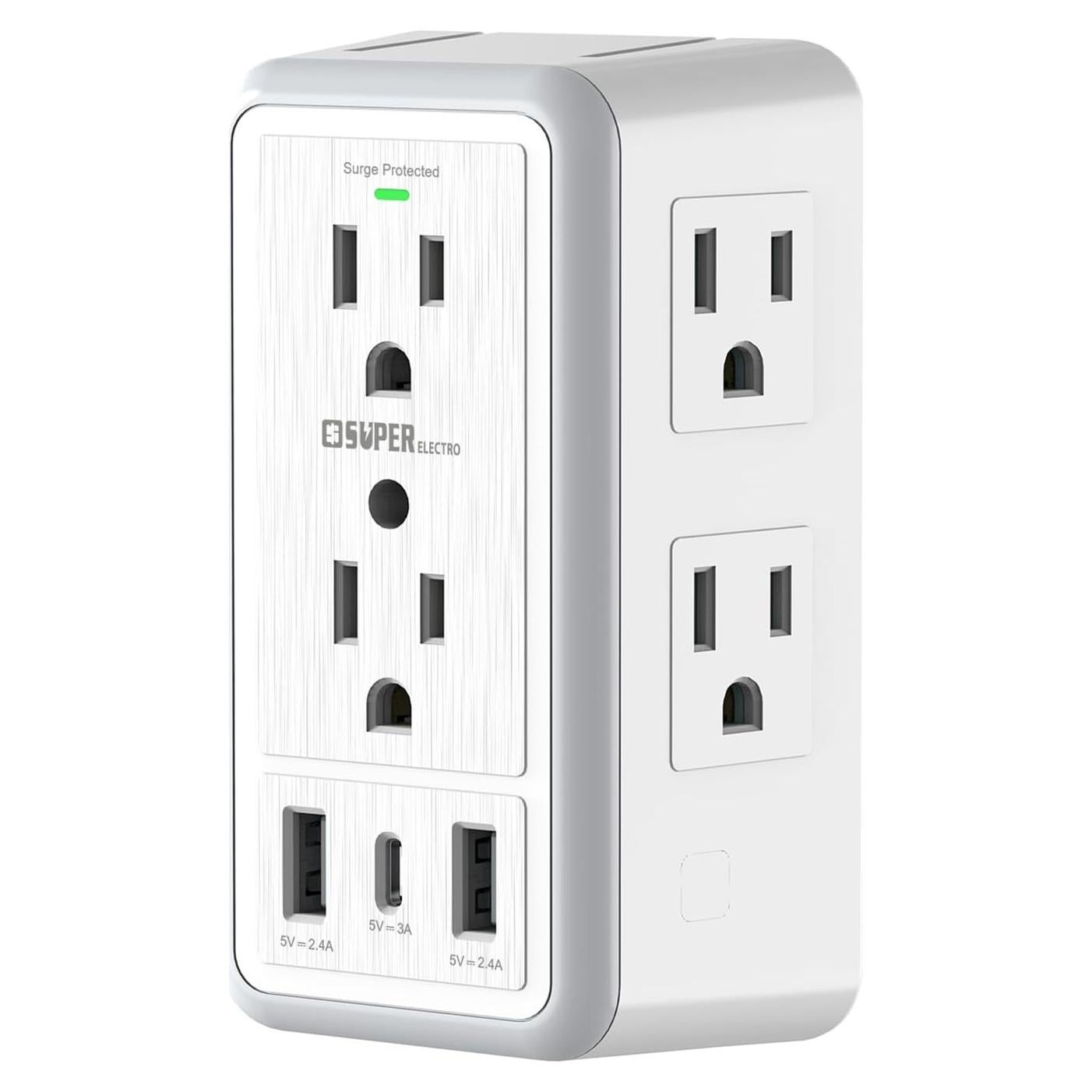 Cargador de Pared USB Super Electro SL-826SB-2A1C 6 Salidas