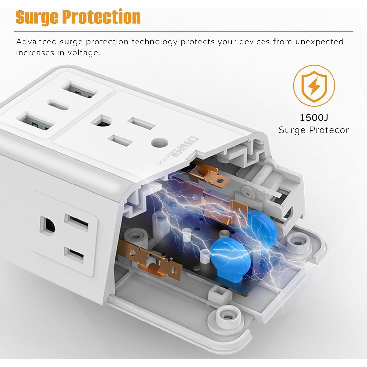 Cargador de Pared USB Super Electro SL-826SB-2A1C 6 Salidas