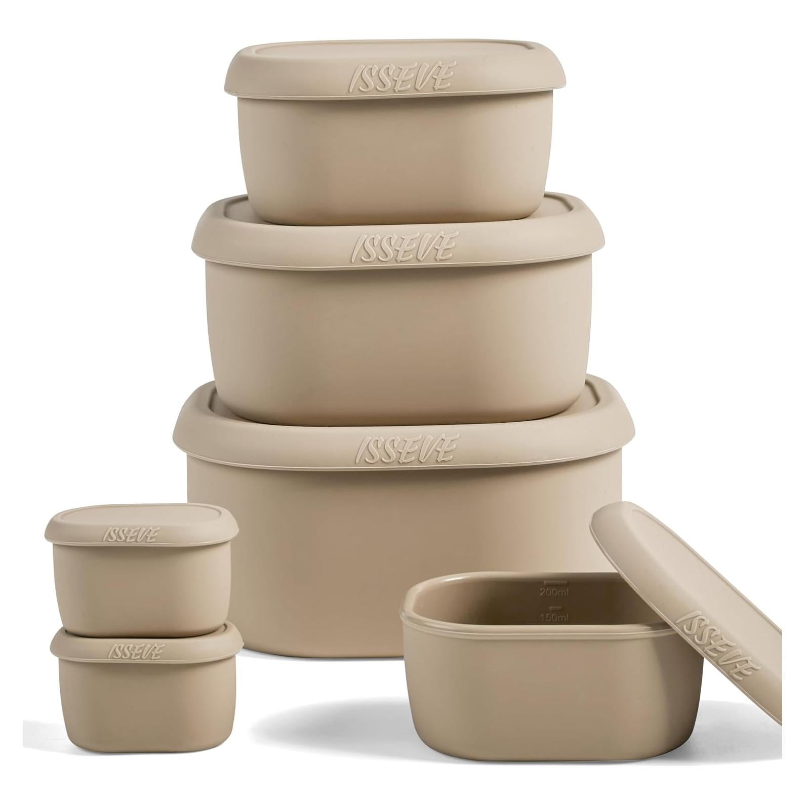 Set de 6 Recipientes de Almacenamiento de Silicona ISSEVE 1000ml