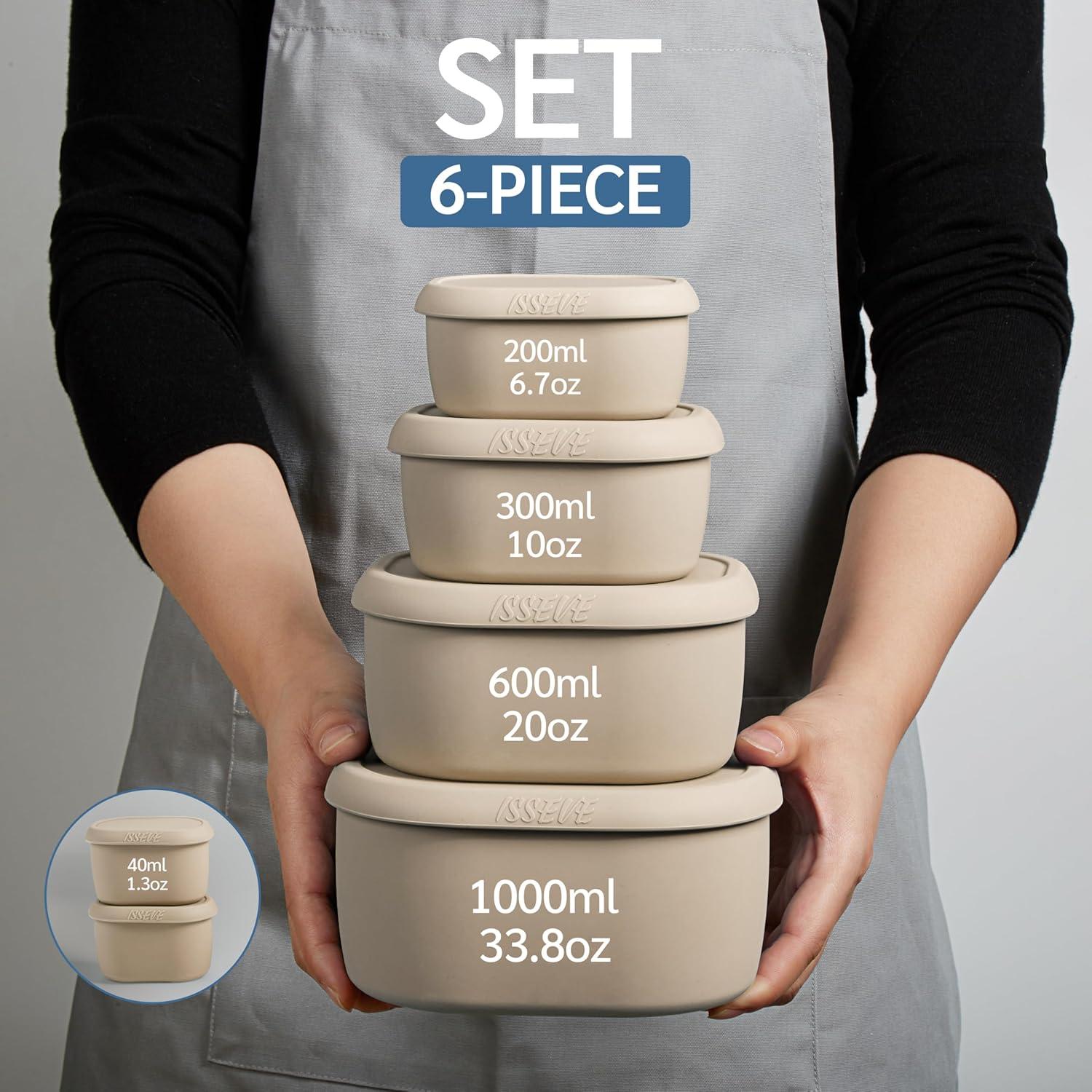 Set de 6 Recipientes de Almacenamiento de Silicona ISSEVE 1000ml