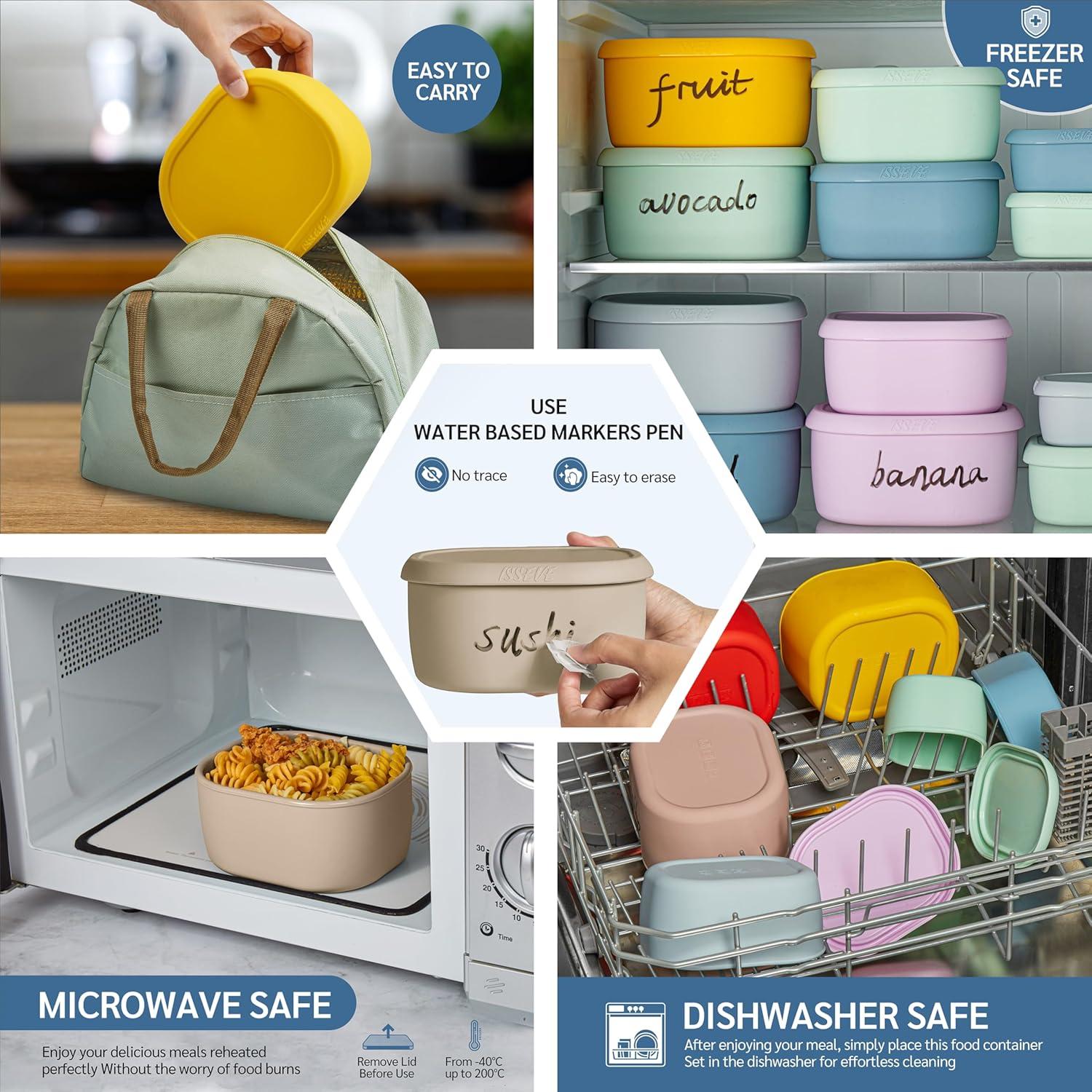 Set de 6 Recipientes de Almacenamiento de Silicona ISSEVE 1000ml