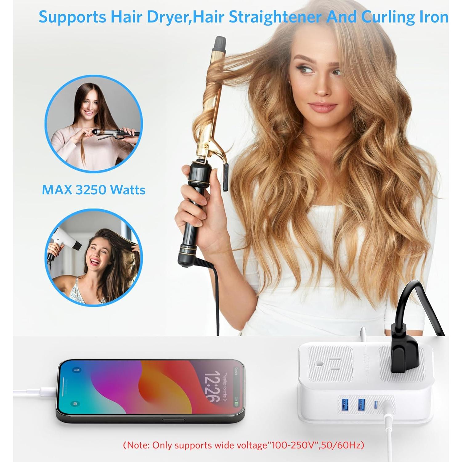 Adaptador de Enchufe de Viaje BESTEK 8 en 1 con USB-C 1.1m