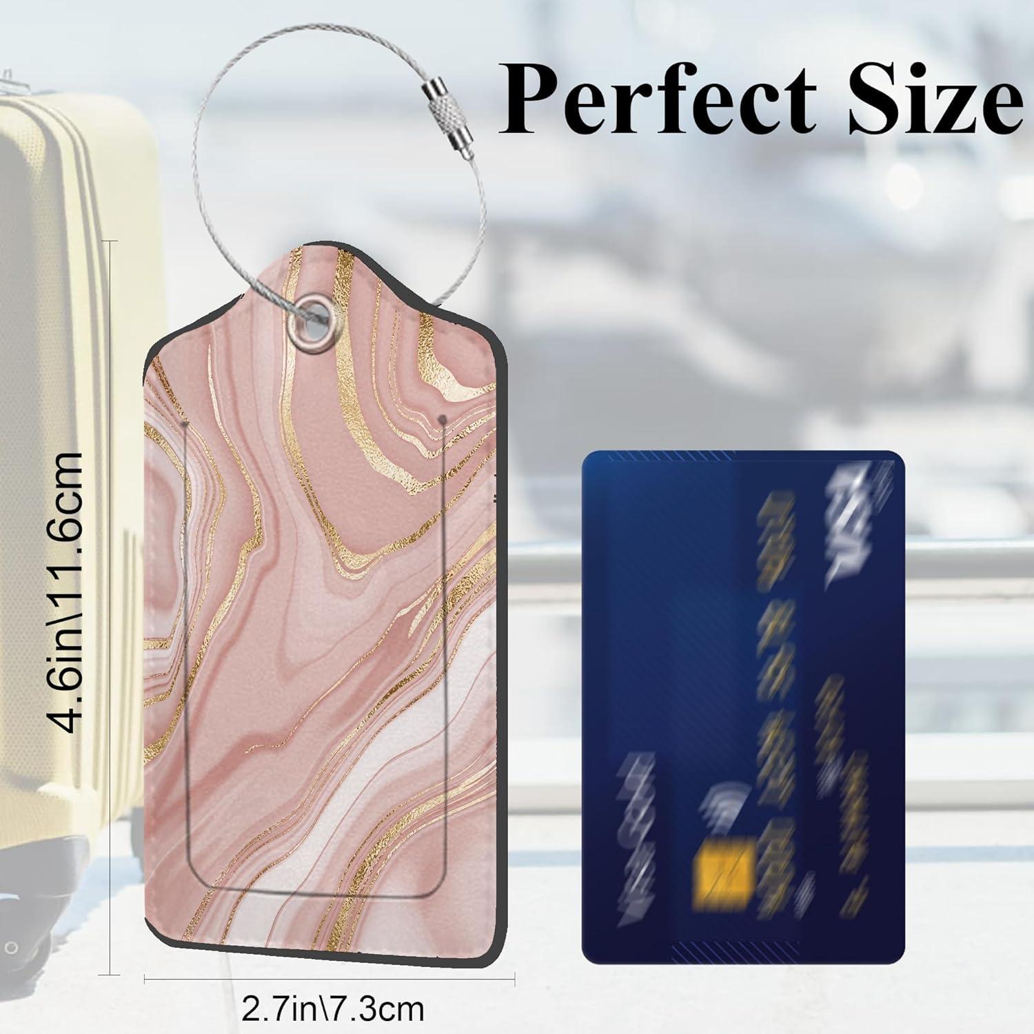 Juego de 2 Etiquetas de Equipaje DEMACYA Cuero Mármol Oro