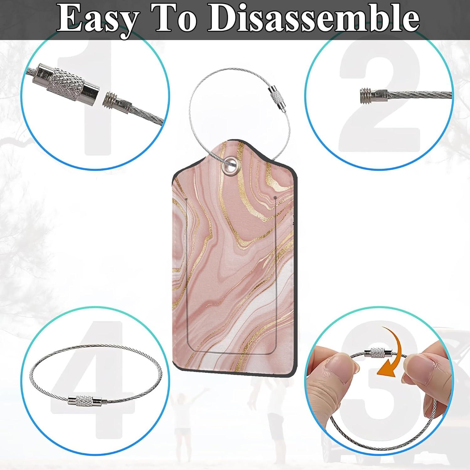 Juego de 2 Etiquetas de Equipaje DEMACYA Cuero Mármol Oro