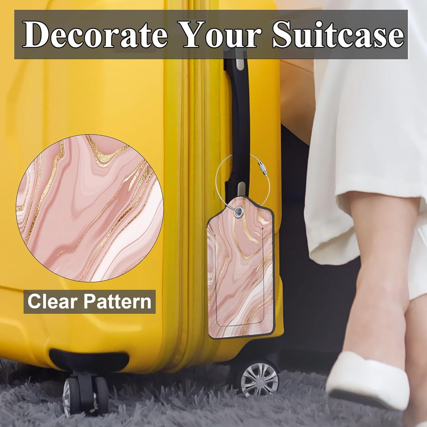 Juego de 2 Etiquetas de Equipaje DEMACYA Cuero Mármol Oro