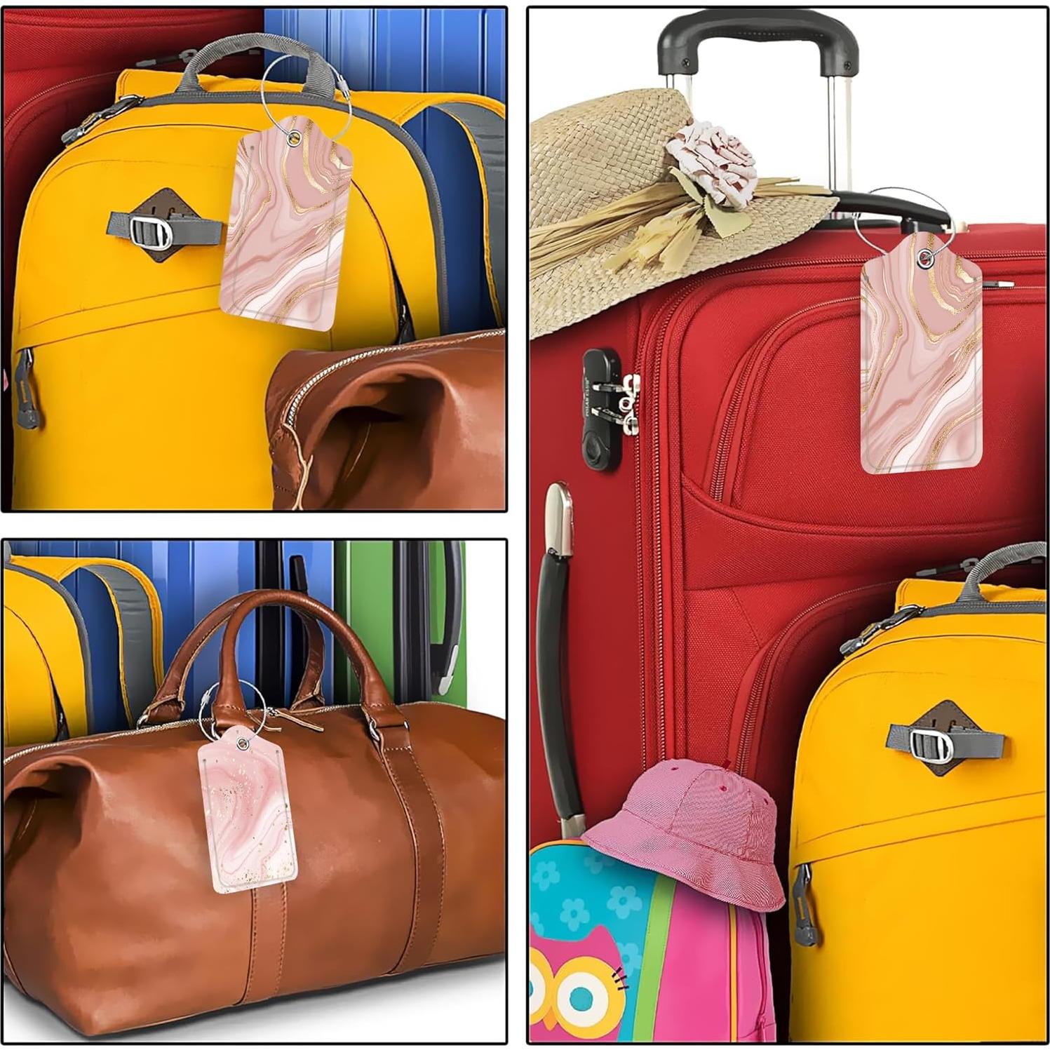 Juego de 2 Etiquetas de Equipaje DEMACYA Cuero Mármol Oro