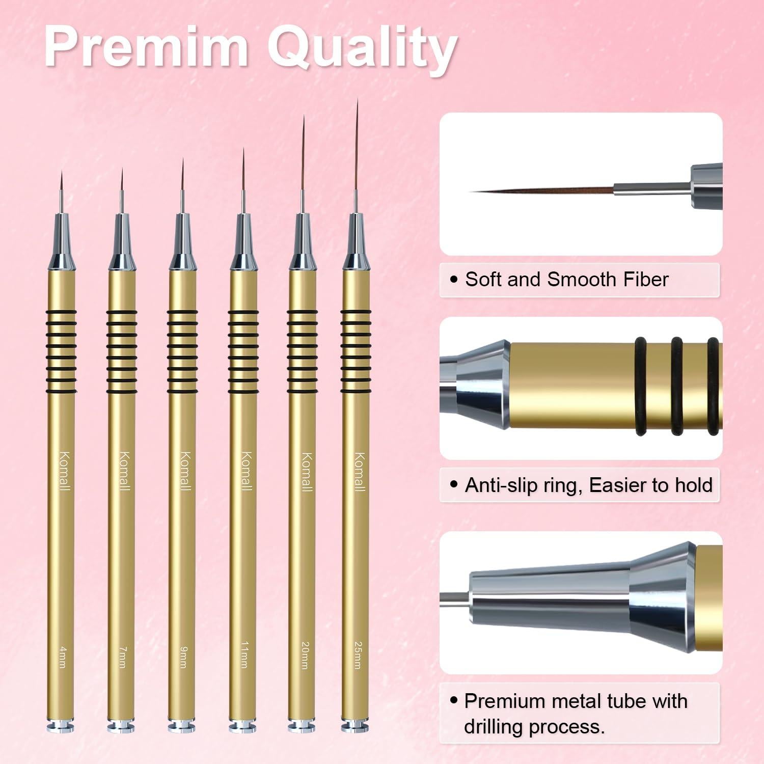 Set de 6 Pinceles de Arte de Uñas Lerpdaoo - Detalles Finos