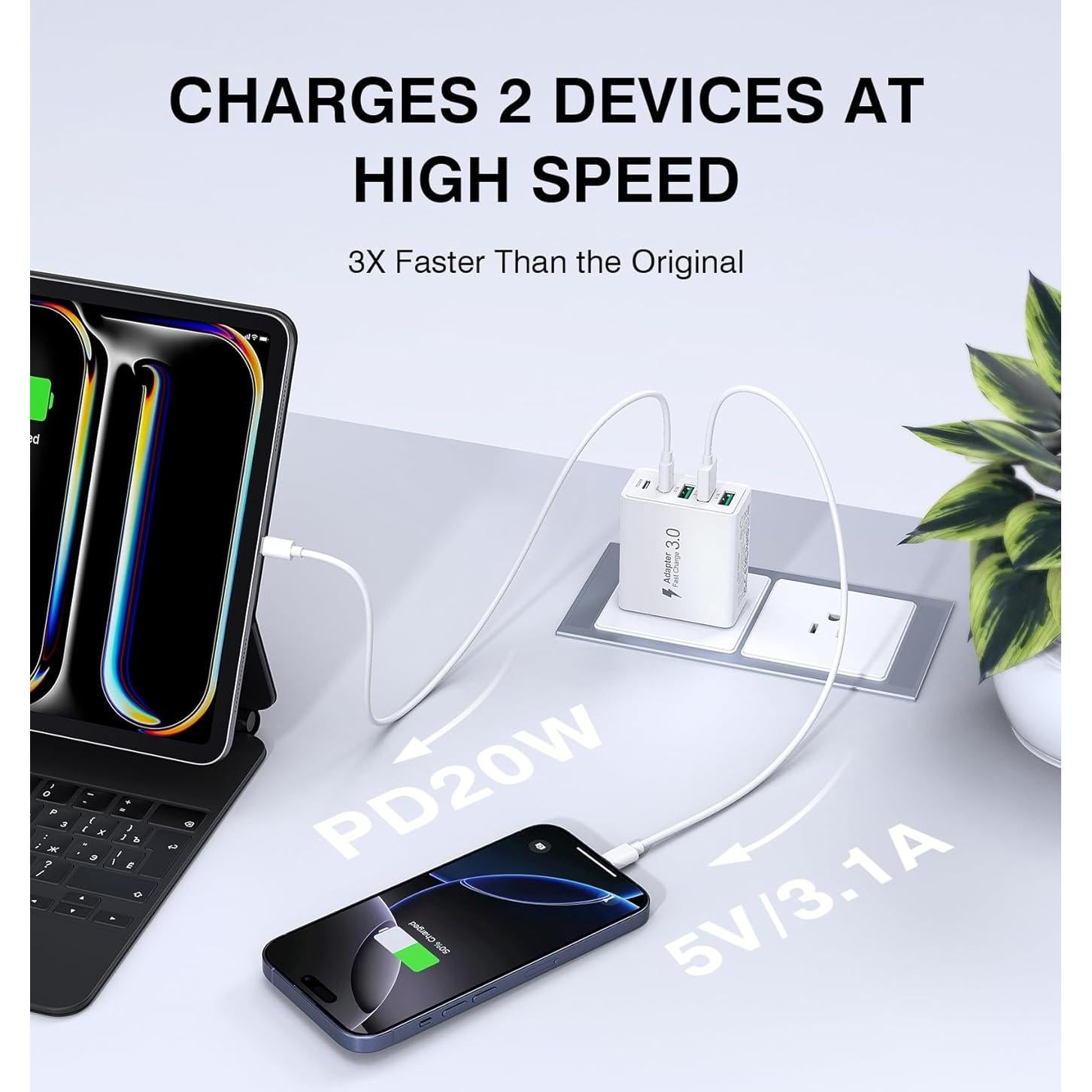 Cargador de Pared USB C Dulums 50W 2-Pack 5 Puertos