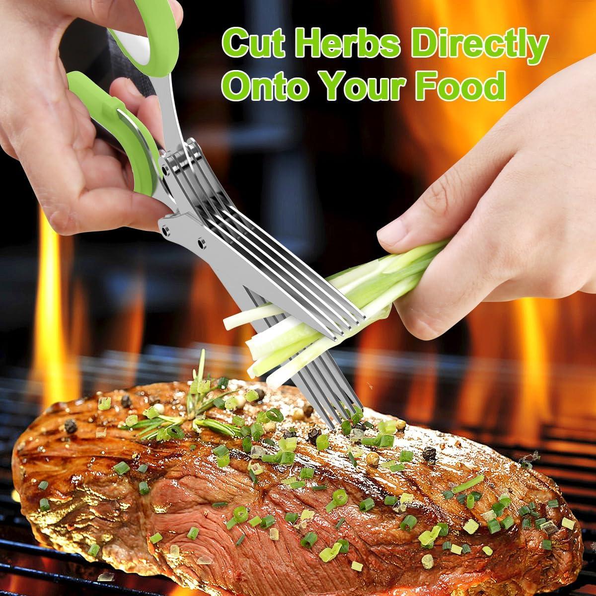 Tijeras de Hierbas JOFUYU 5 Cuchillas Acero Inoxidable Verde