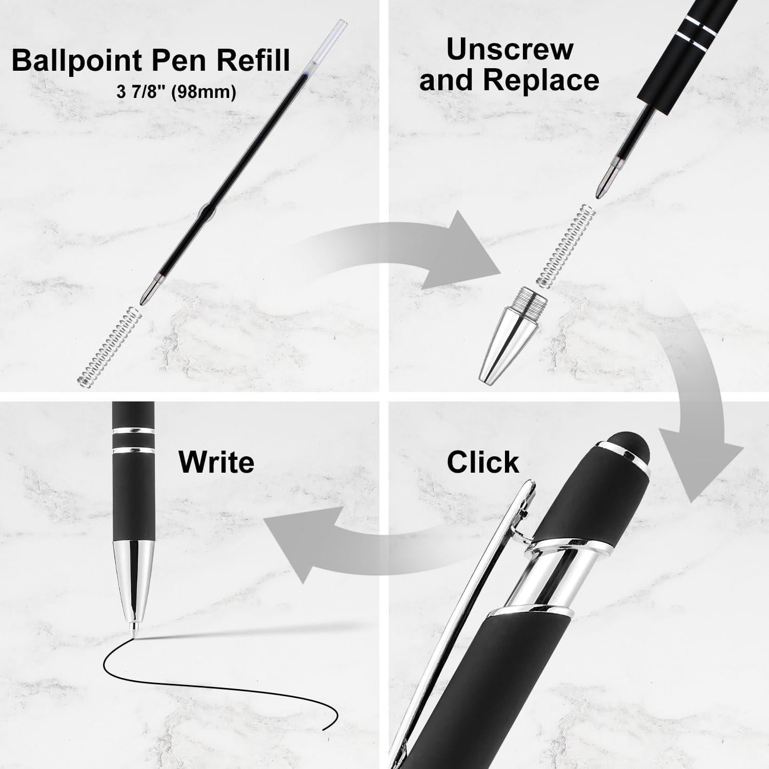 Bolígrafos LINFANC 12 Unidades Metal Negro Plateado 1.0 mm