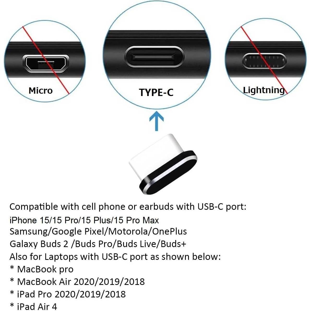 Juego de 4 Tapones Antipolvo USB C Fanoshon Negro