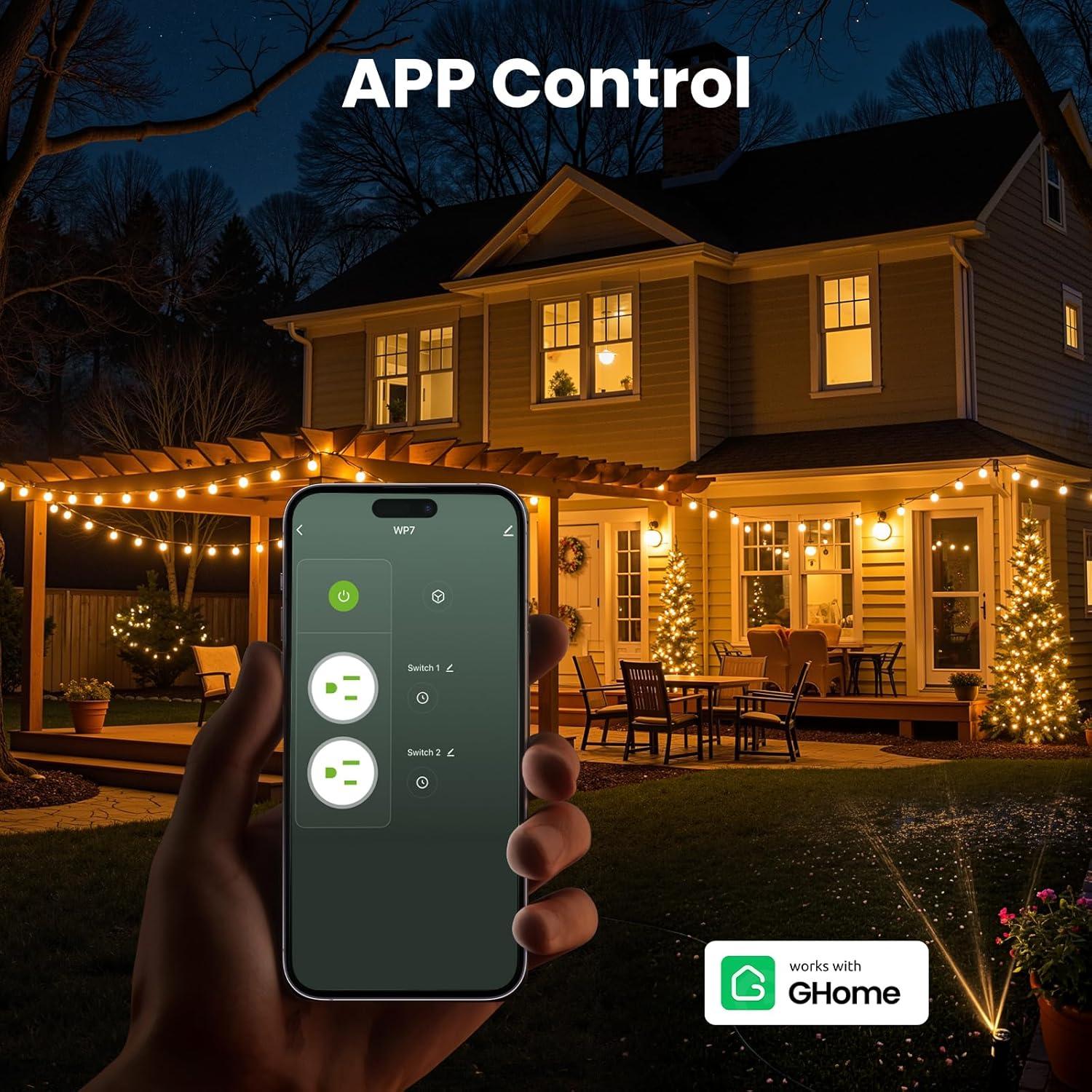 Enchufe Inteligente Exterior GHome Wi-Fi IP64 2 Tomas Control Voz