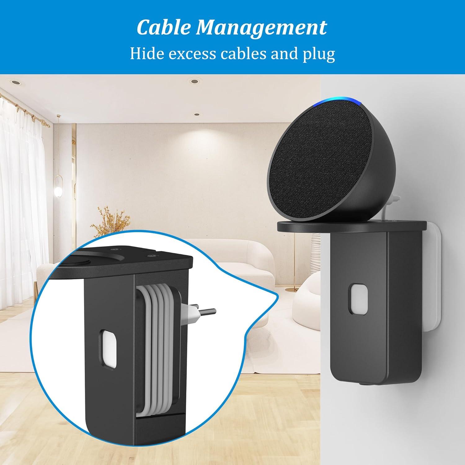 Soporte de Pared PlusAcc para Google Nest Mini y Pop - Negro