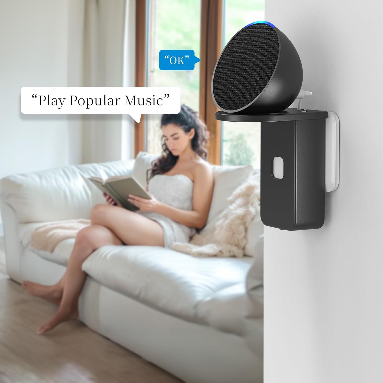 Soporte de Pared PlusAcc para Google Nest Mini y Pop - Negro