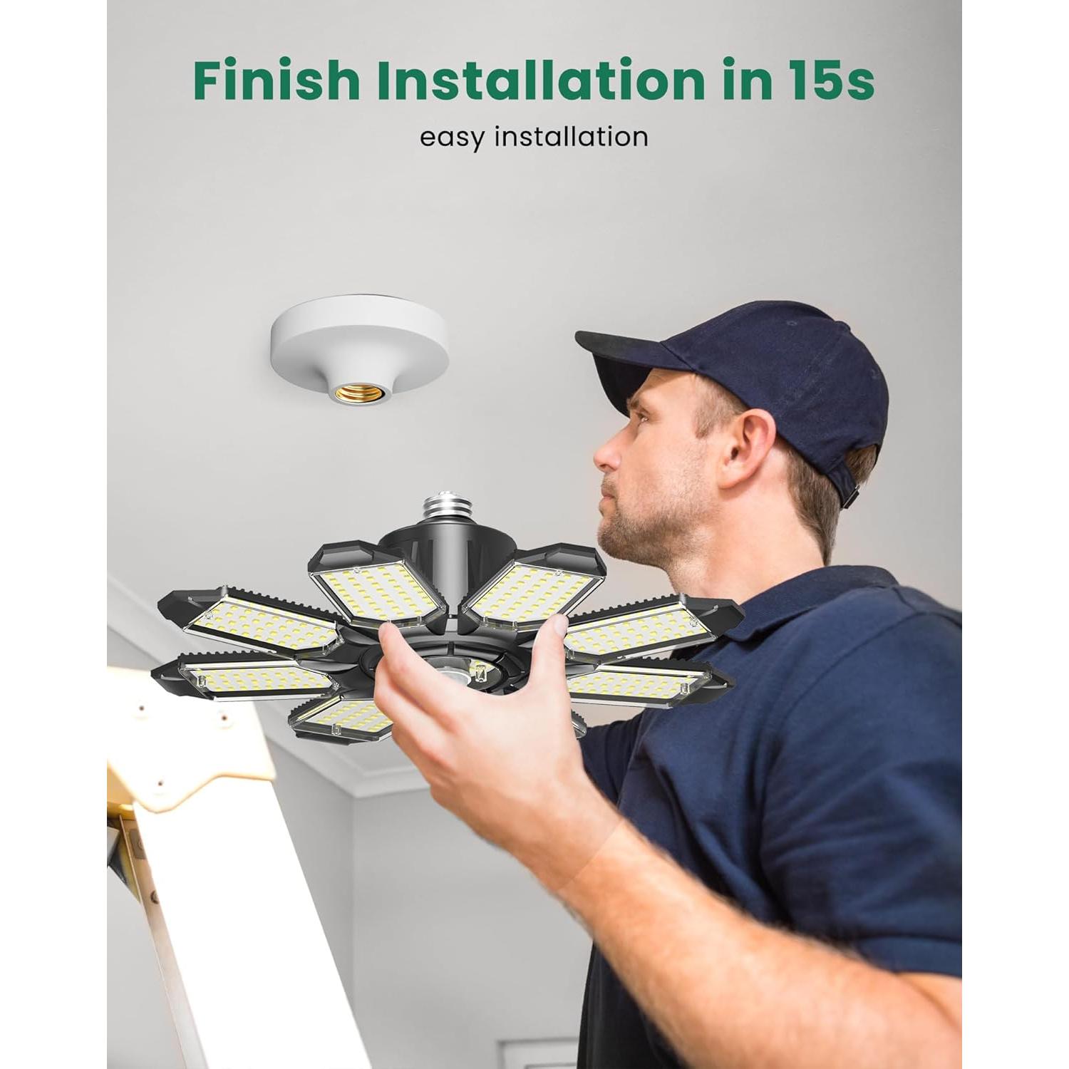 Luz de Garaje LED Hinersound 250W con Sensor de Movimiento 2Pack