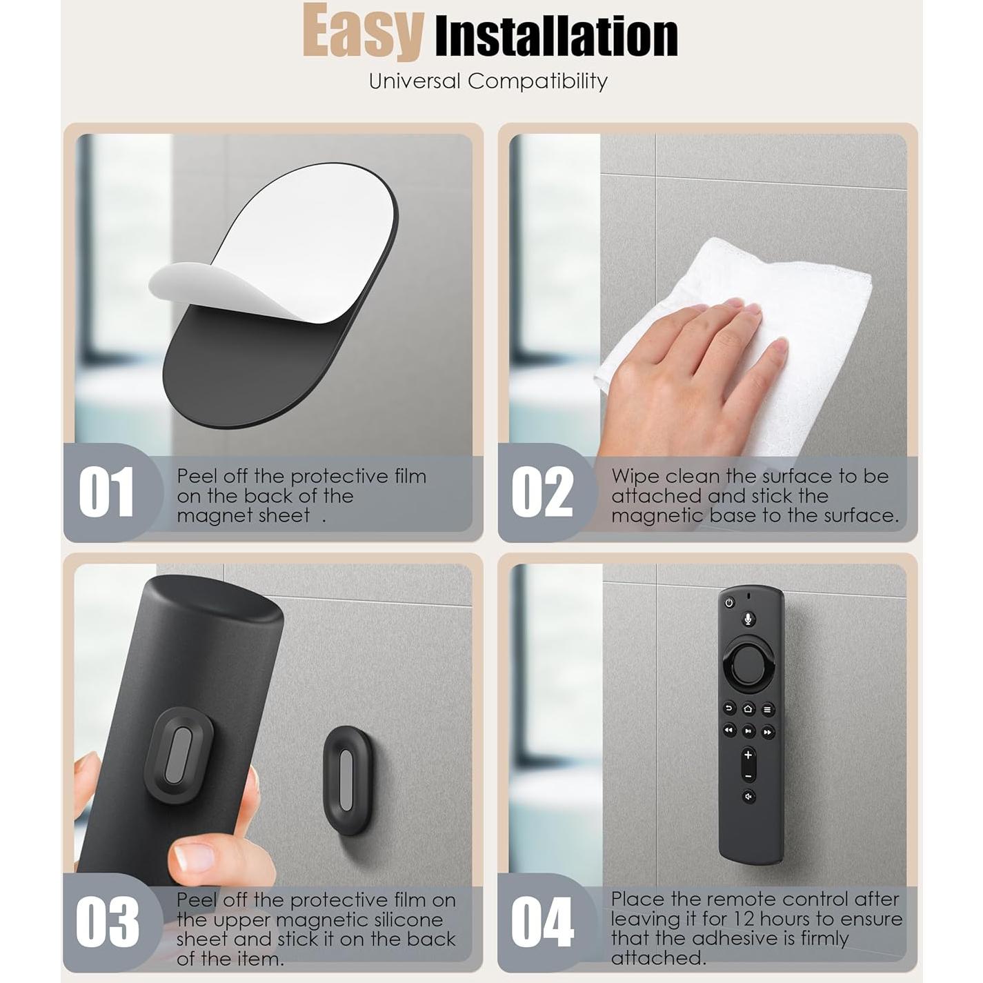Soporte Magnético para Control Remoto Nearockle - 4 Piezas Negro