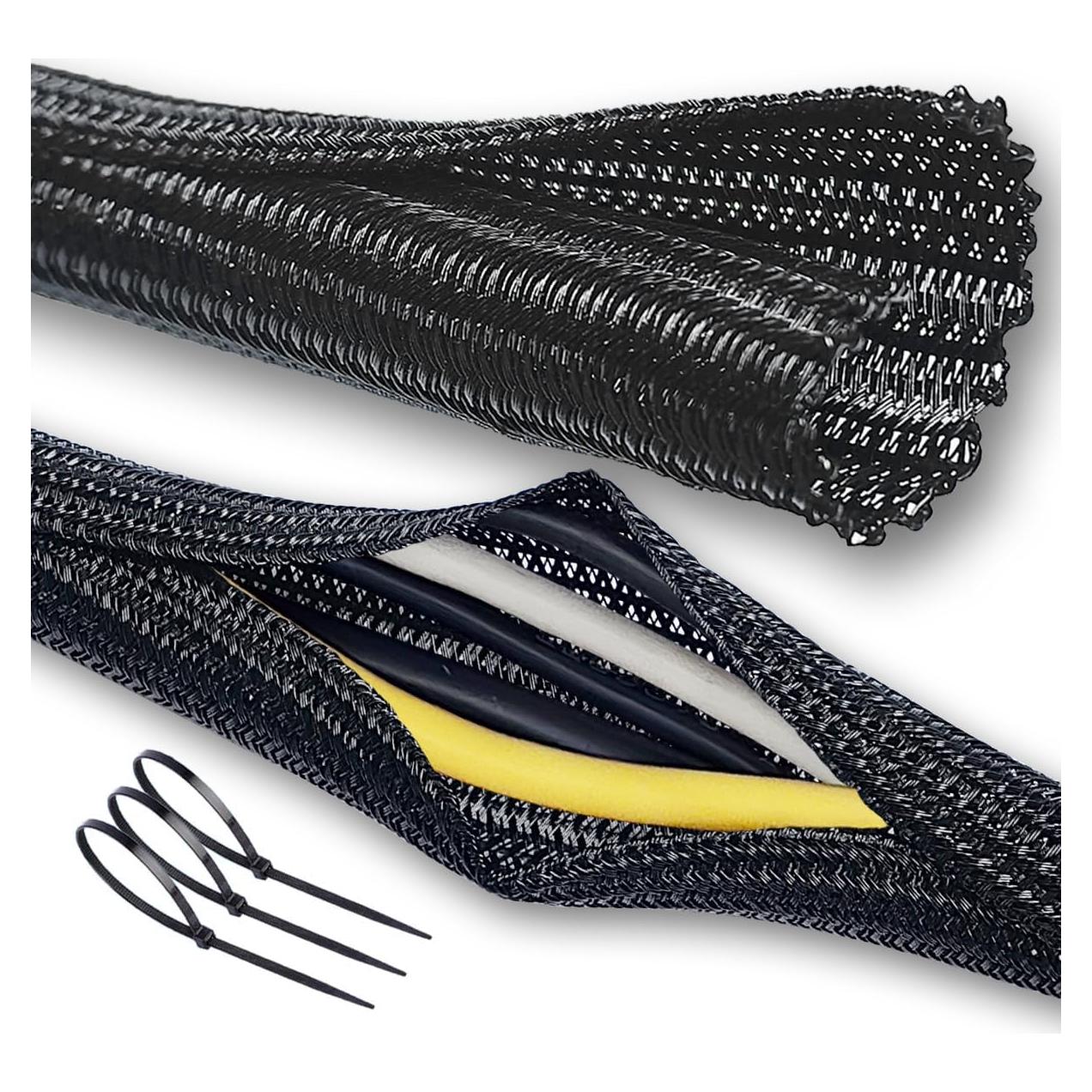 Manga de Alambre Organizador ZEMAN 1" y 1/2" 10FT Negro