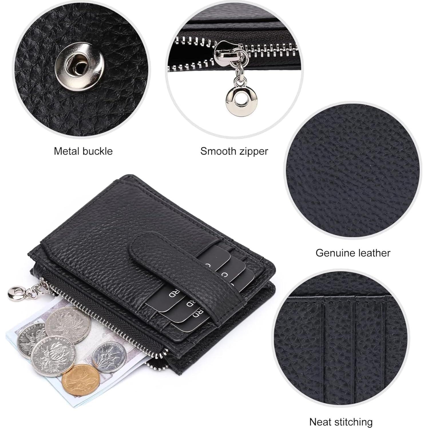 Billetera delgada para mujeres Fependu con bloqueo RFID cuero