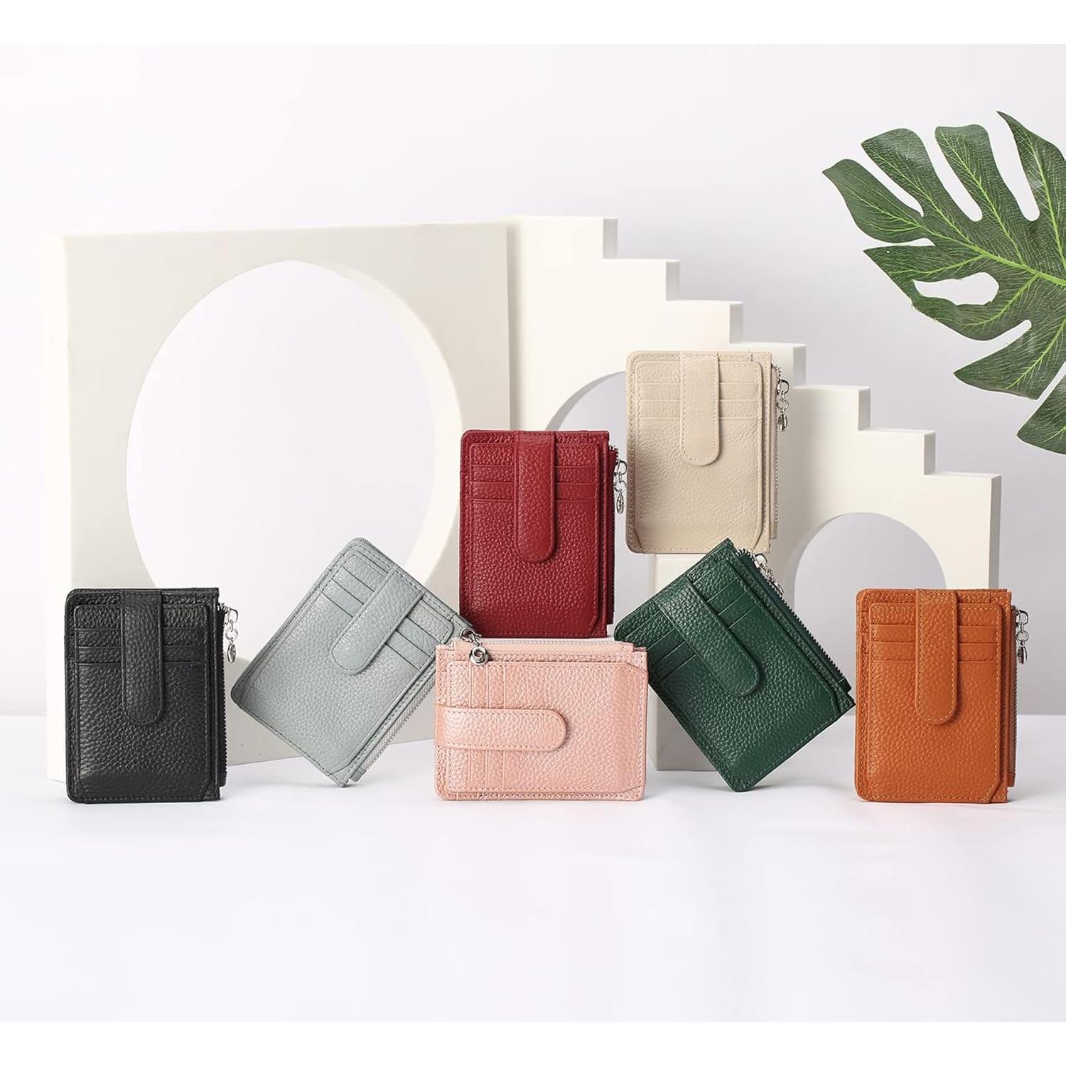 Billetera delgada para mujeres Fependu con bloqueo RFID cuero