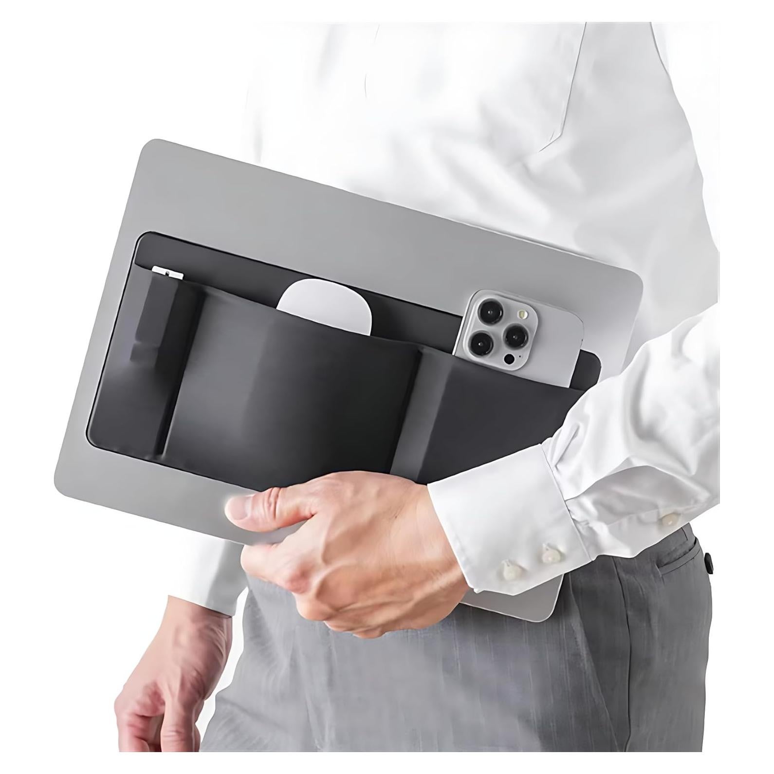 Organizador Adherible de 3 Bolsillos AMOZIFY para Laptop Negro