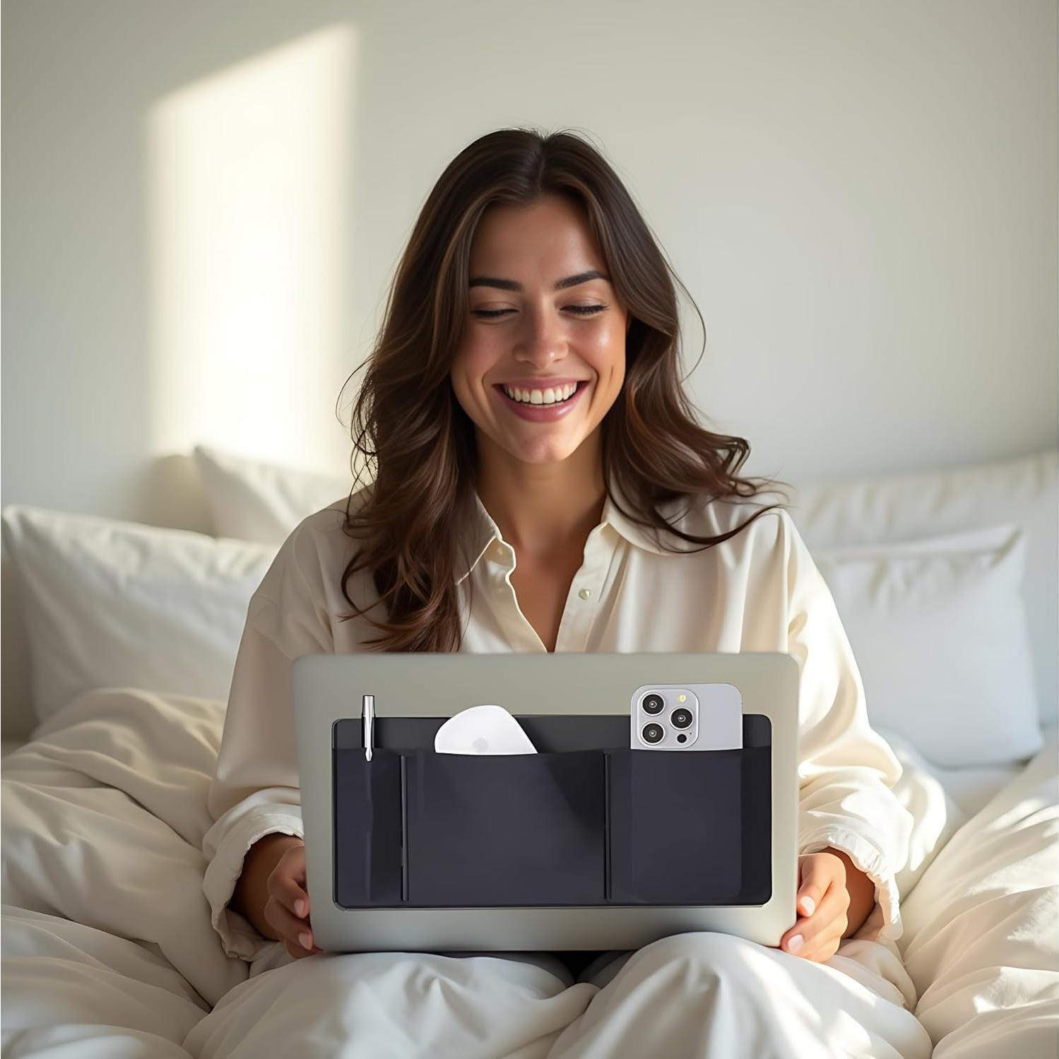 Organizador Adherible de 3 Bolsillos AMOZIFY para Laptop Negro