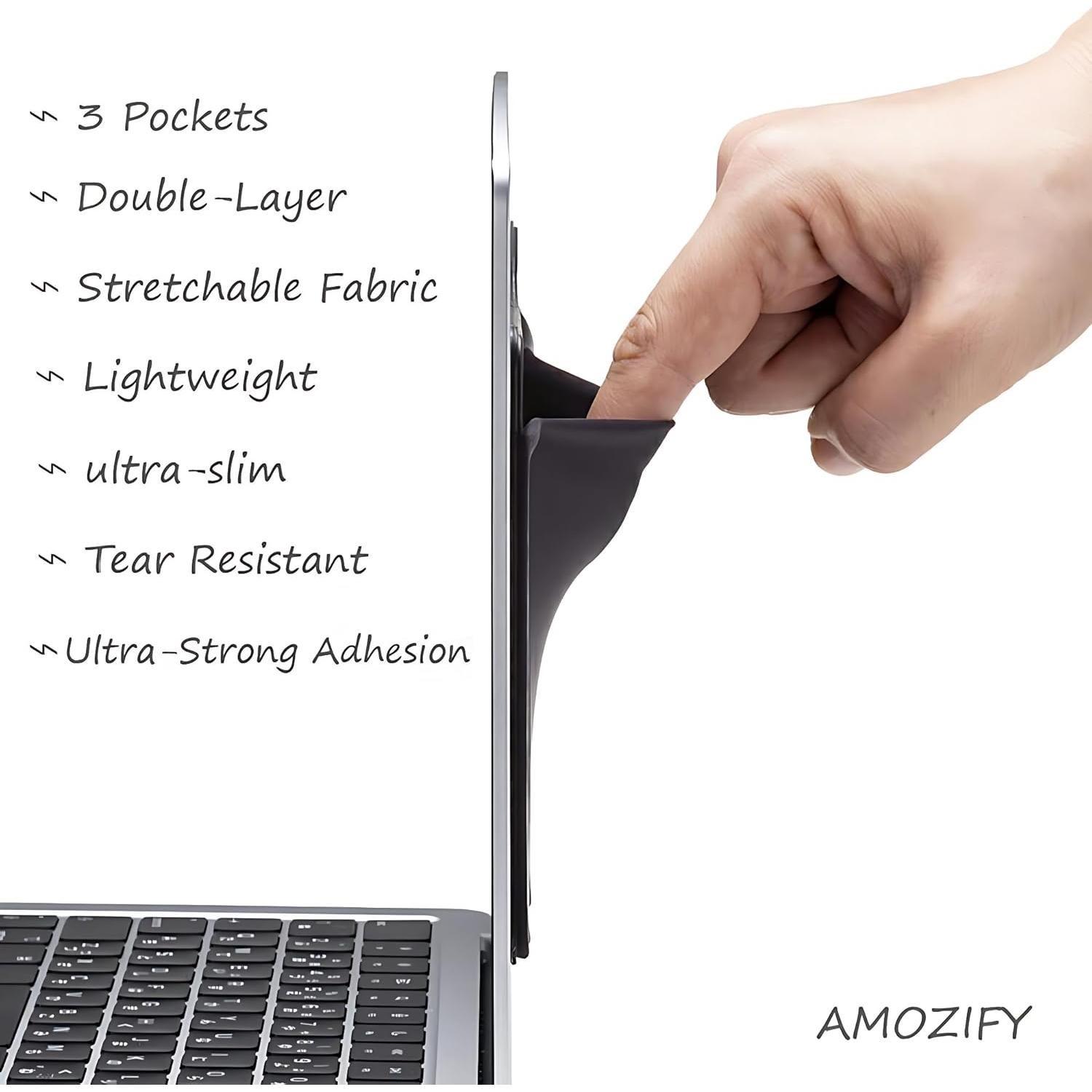 Organizador Adherible de 3 Bolsillos AMOZIFY para Laptop Negro