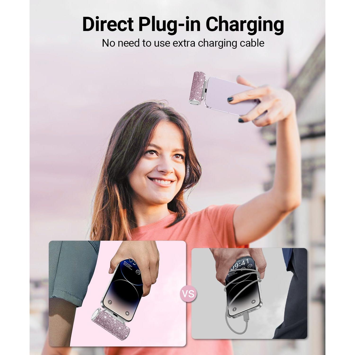 Cargador Portátil Mini 4500mAh para iPhone - Rosa Brillante