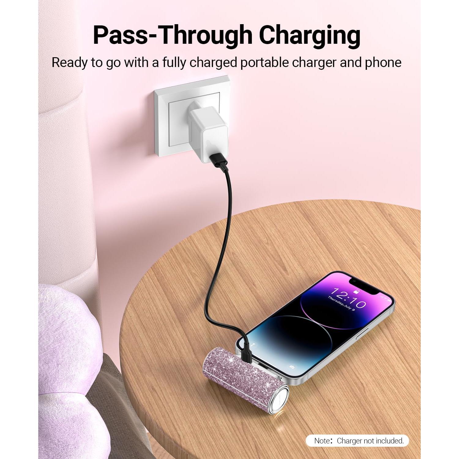 Cargador Portátil Mini 4500mAh para iPhone - Rosa Brillante