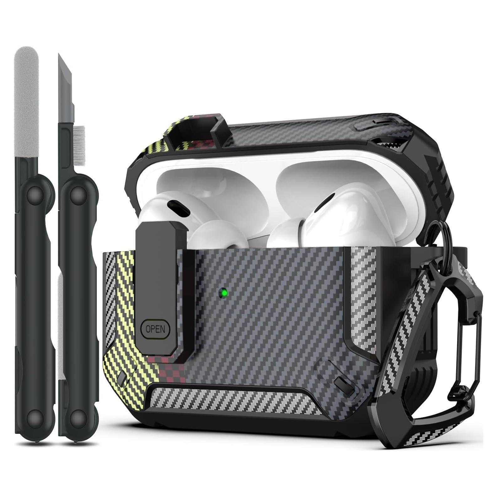 Carcasa Protectora RFUNGUANGO para AirPods Pro 2da Gen con Kit de Limpieza