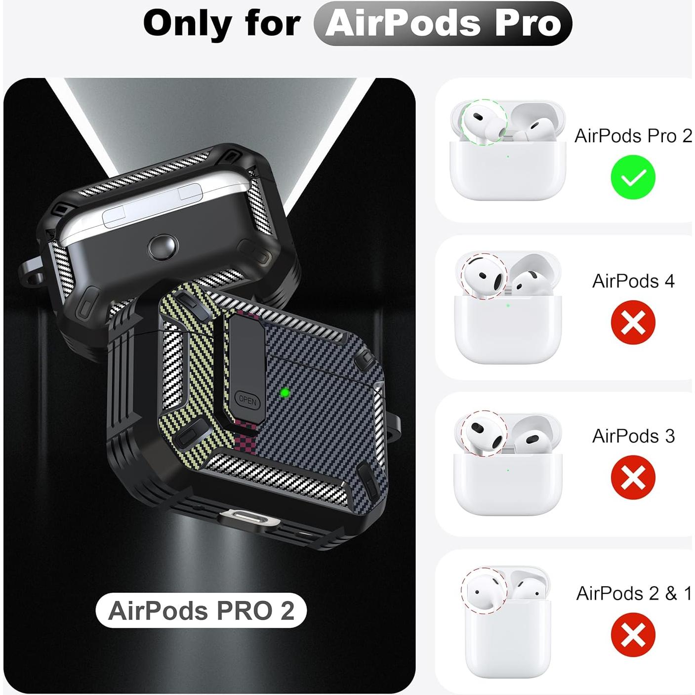 Carcasa Protectora RFUNGUANGO para AirPods Pro 2da Gen con Kit de Limpieza