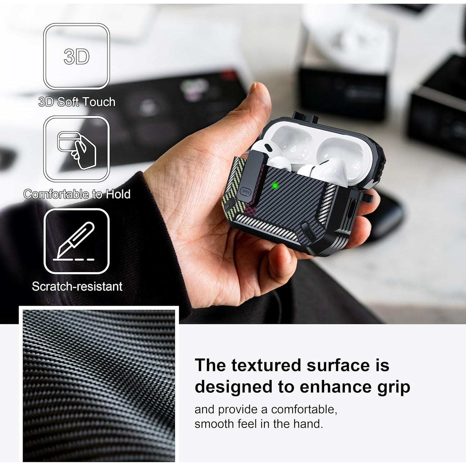 Carcasa Protectora RFUNGUANGO para AirPods Pro 2da Gen con Kit de Limpieza