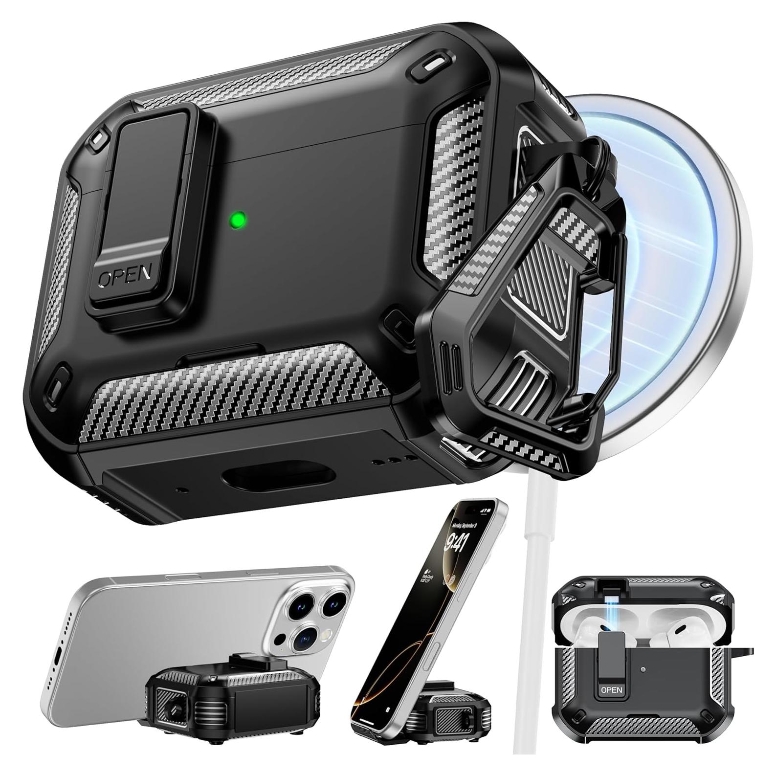 Funda Protectora RFUNGUANGO para AirPods Pro 1 y 2 - Negra