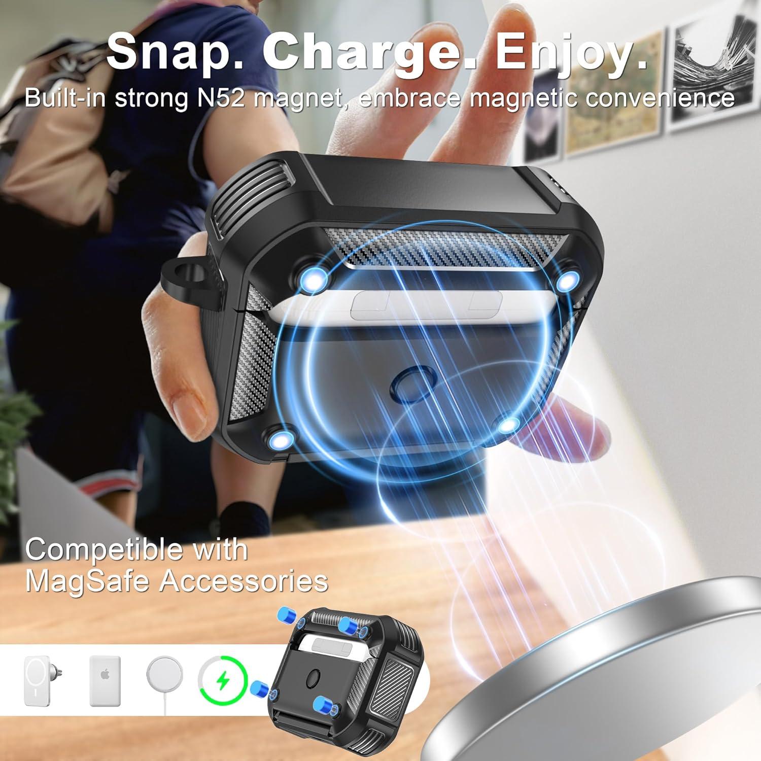 Funda Protectora RFUNGUANGO para AirPods Pro 1 y 2 - Negra