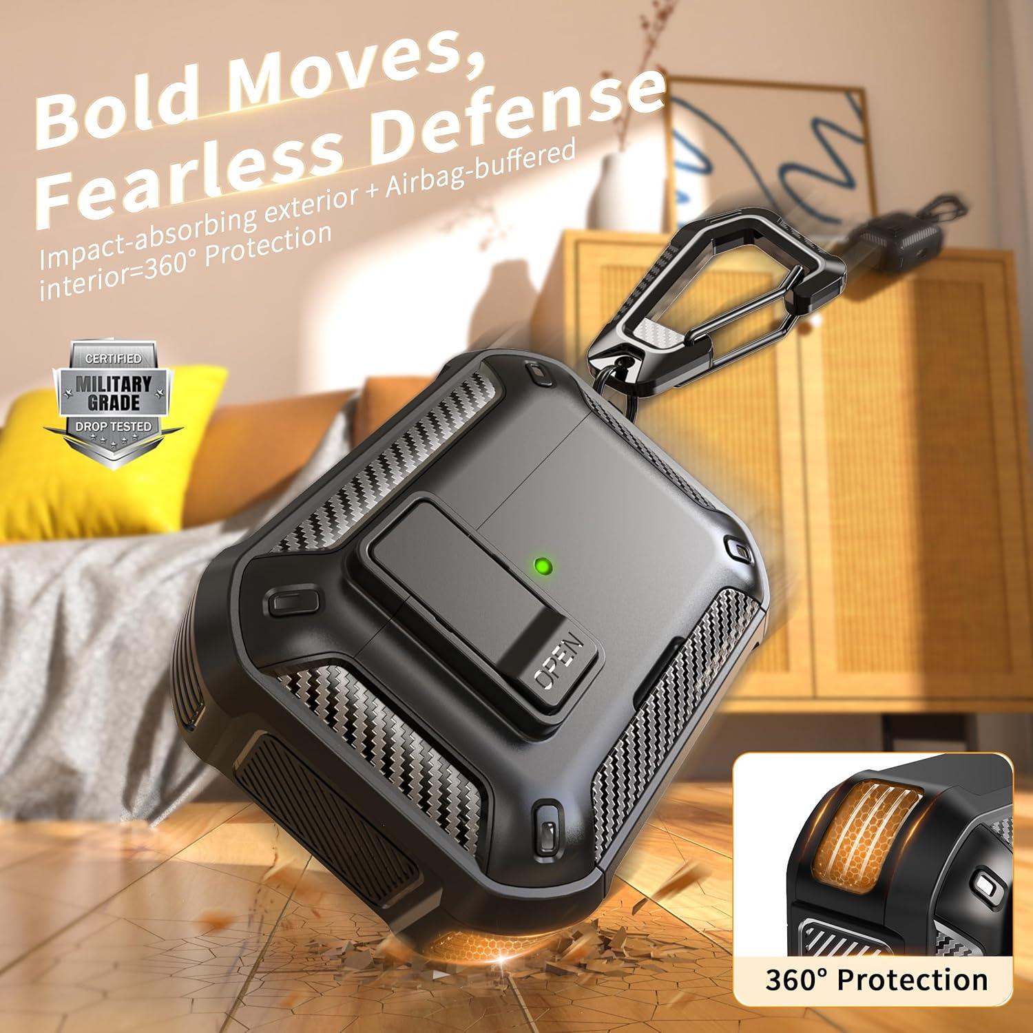 Funda Protectora RFUNGUANGO para AirPods Pro 1 y 2 - Negra