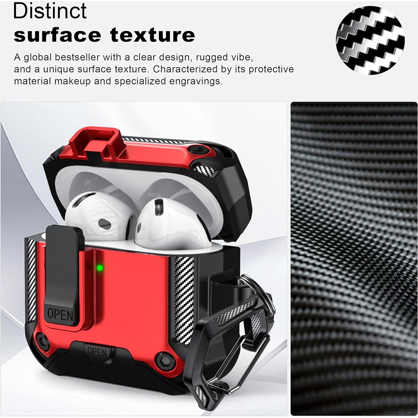 Funda RFUNGUANGO para AirPods 4ta Generación 2024 - Rojo