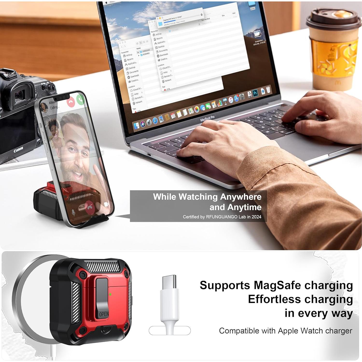 Funda RFUNGUANGO para AirPods 4ta Generación 2024 - Rojo