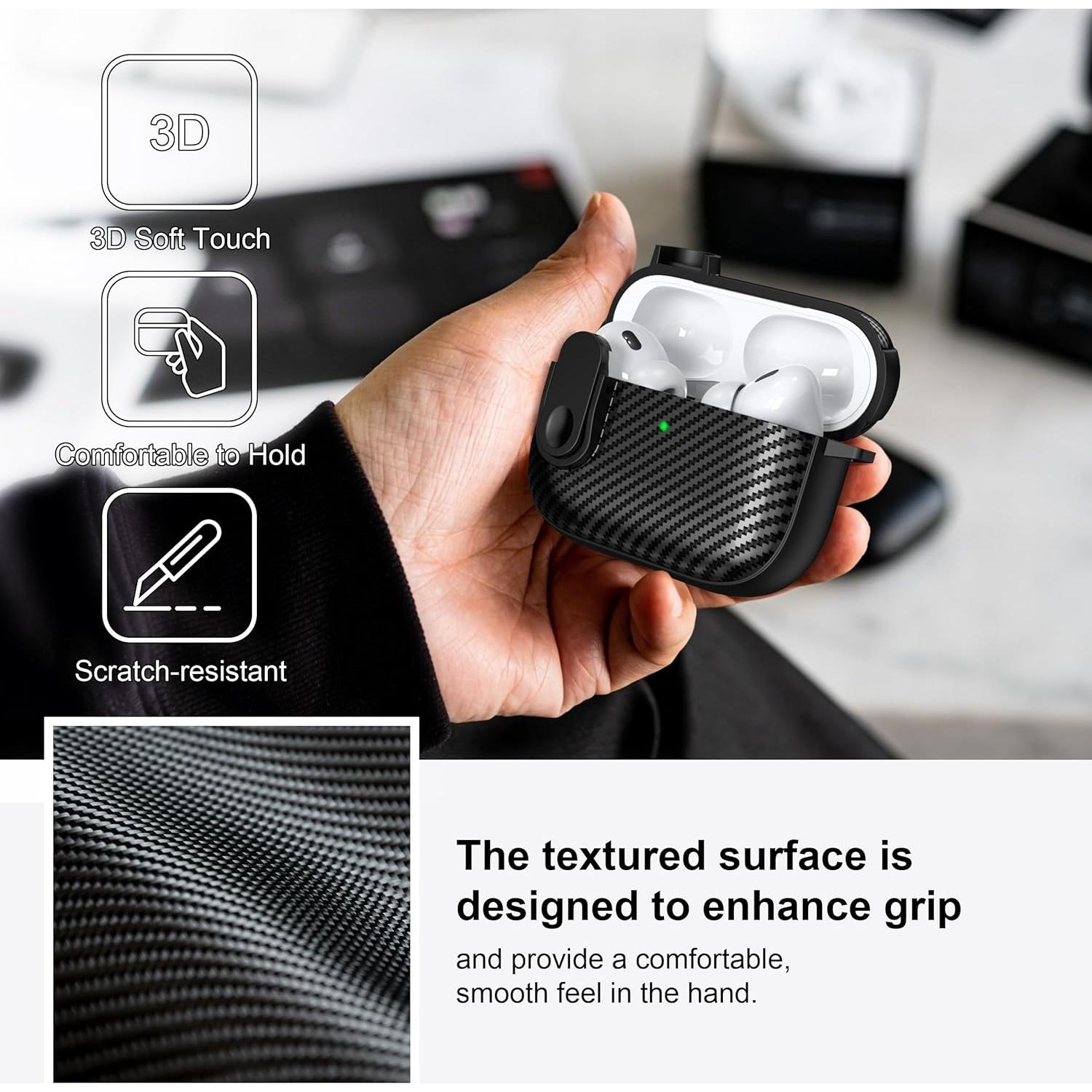 Funda de AirPods Pro RFUNGUANGO 2022/2019, Carbono Negro