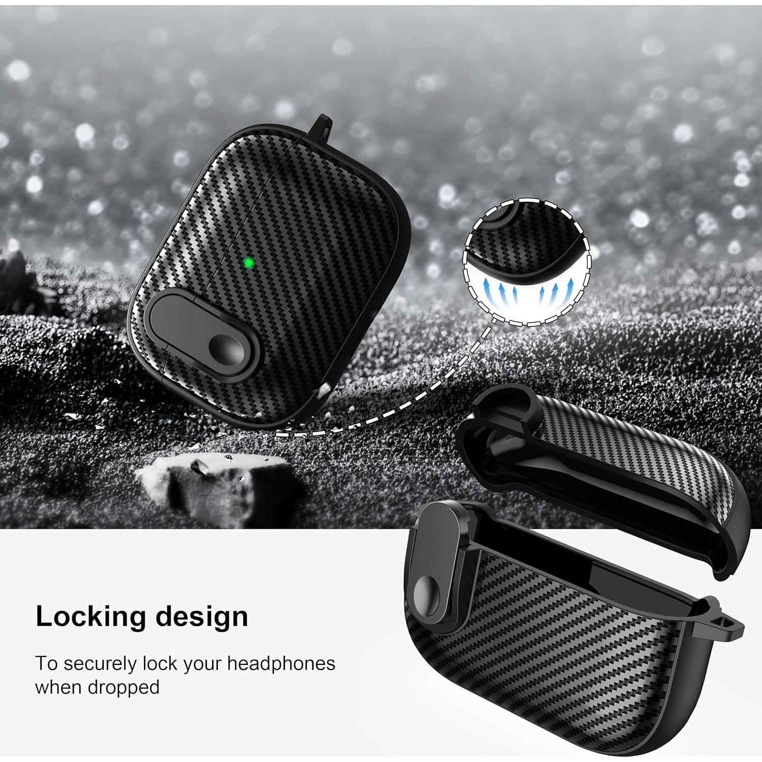 Funda de AirPods Pro RFUNGUANGO 2022/2019, Carbono Negro