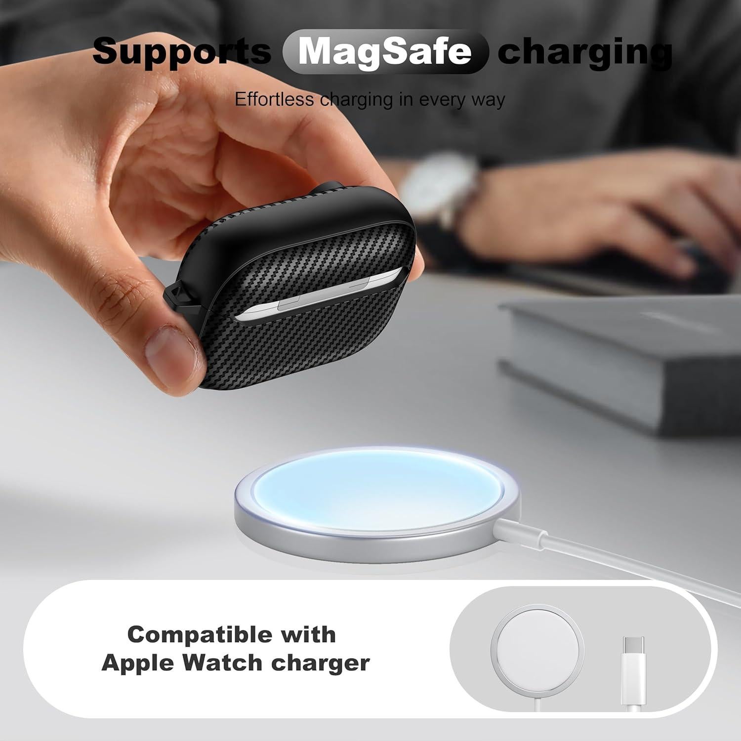 Funda de AirPods Pro RFUNGUANGO 2022/2019, Carbono Negro