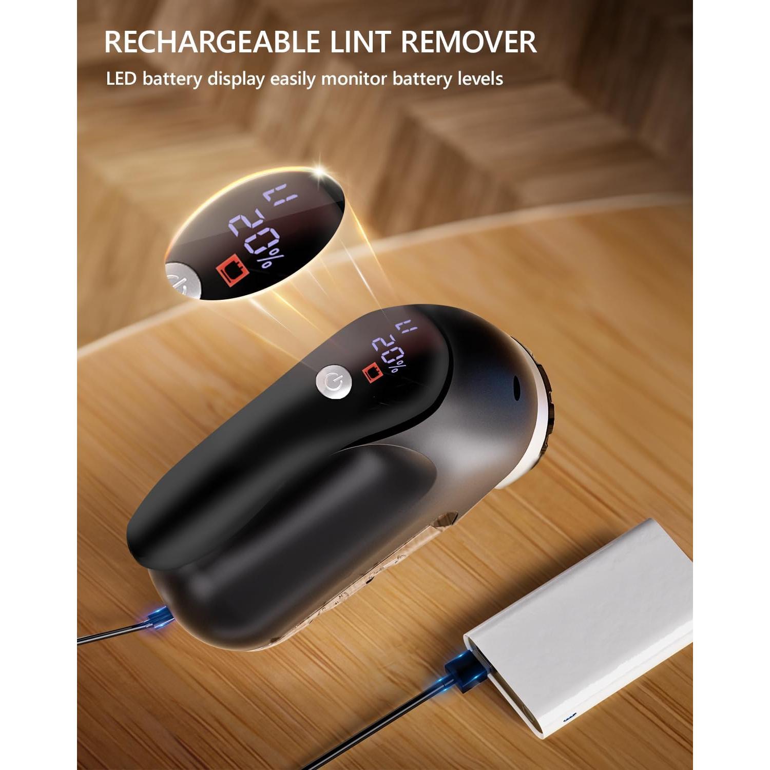 Afeitadora de Tela Eléctrica Super Lint Negro 6 Hojas LED